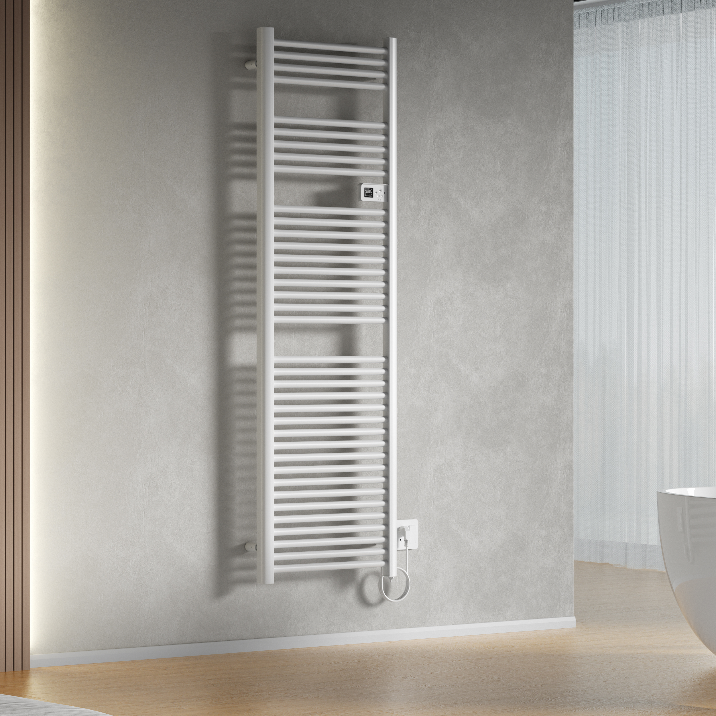 BELRAD TOWEL DRYER - ELECTRIC - WITH DIGITAL PROGRAMMABLE THERMOSTAT - SMART WIFI - 1000W - 1800X540X133 MM - GLOSSY WHITE