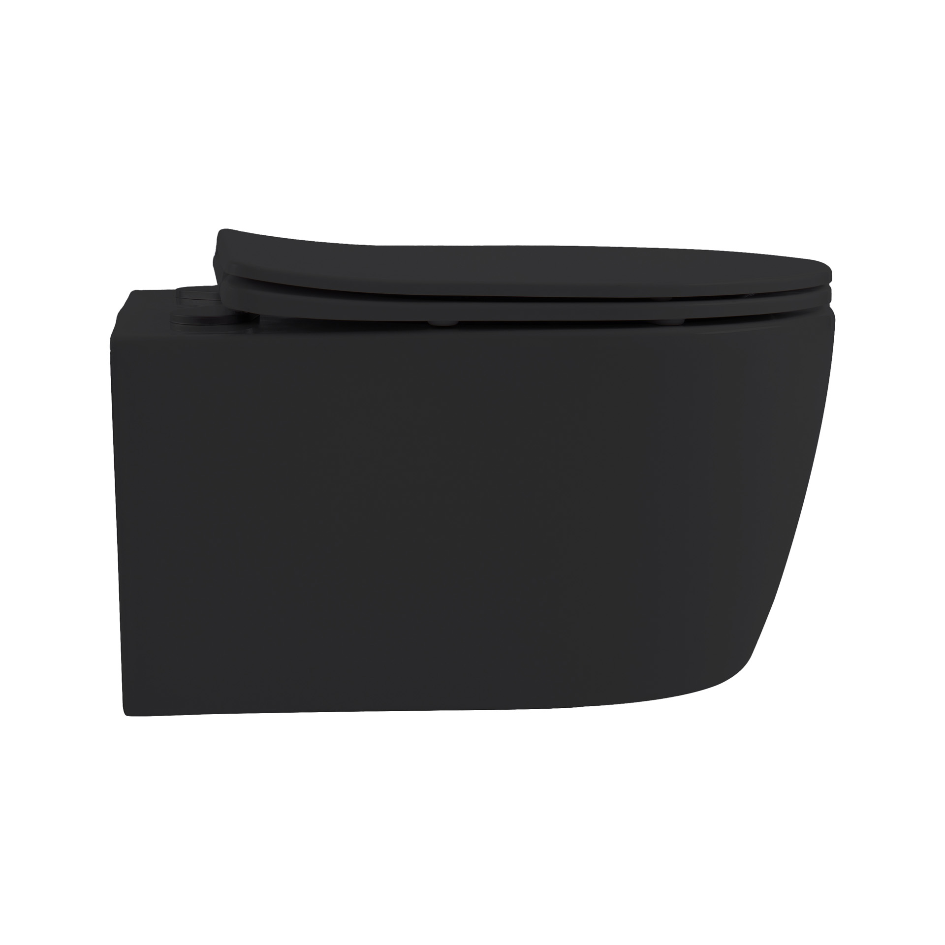 ALONI PRO HANGTOILET - RANDLOOS - MET ZITTING - DUROPLAST - SOFT CLOSE - QUICK RELEASE - COMPACT 49 CM - 36X25X49 CM - MAT ZWART