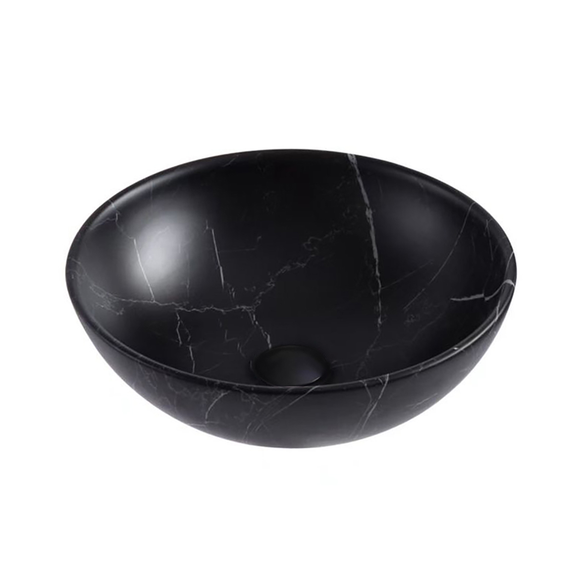ALONI TIVRA WASKOM  - OPBOUW - ZONDER OVERLOOP - ZONDER KRAANGAT - MET CLICK WASTE - KERAMIEK - 38X13X38 CM - ZWART MARMER