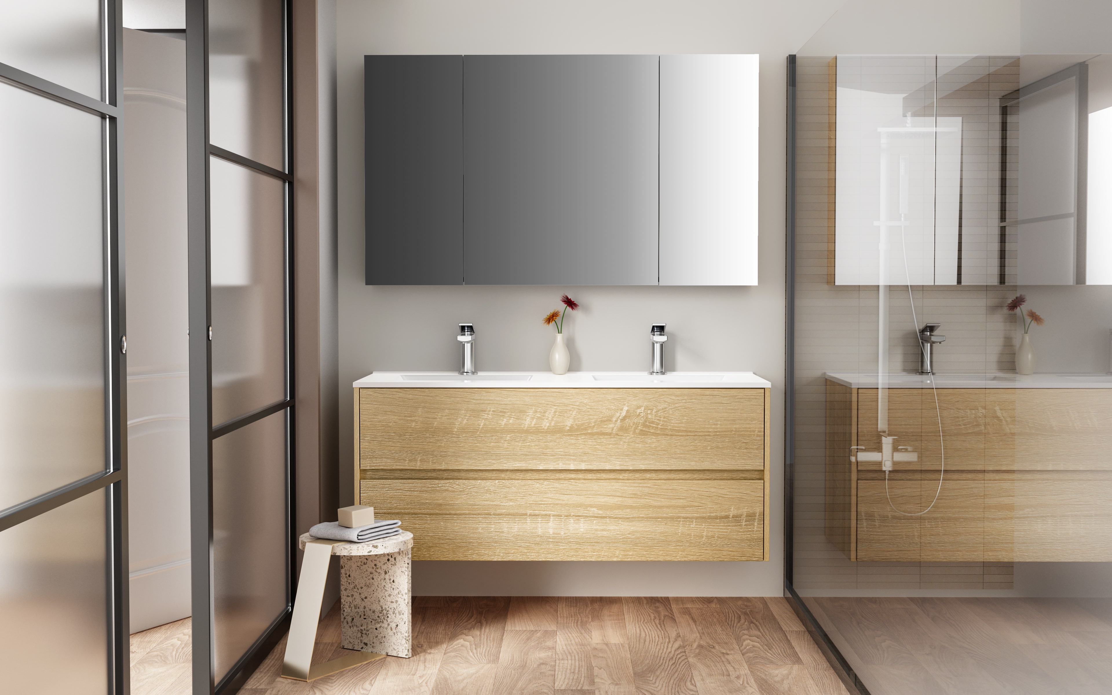 ALONI HAYAT WASTAFELONDERKAST - 2 LADES - SOFTCLOSE - GREEPLOOS - 119,5X50X45 CM - EIK