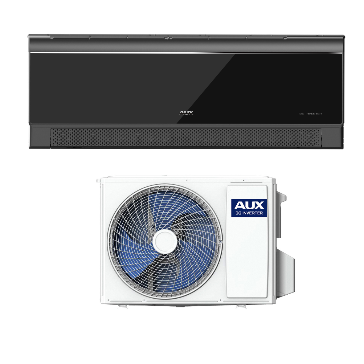 AUX SINGLE SPLIT AIRCO - BUITEN- EN BINNENUNIT - TOTAALPAKKET - KOELEN EN VERWARMEN - WIFI - 18000BTU - 5,1KW - R32 - GLANZEND ZWART