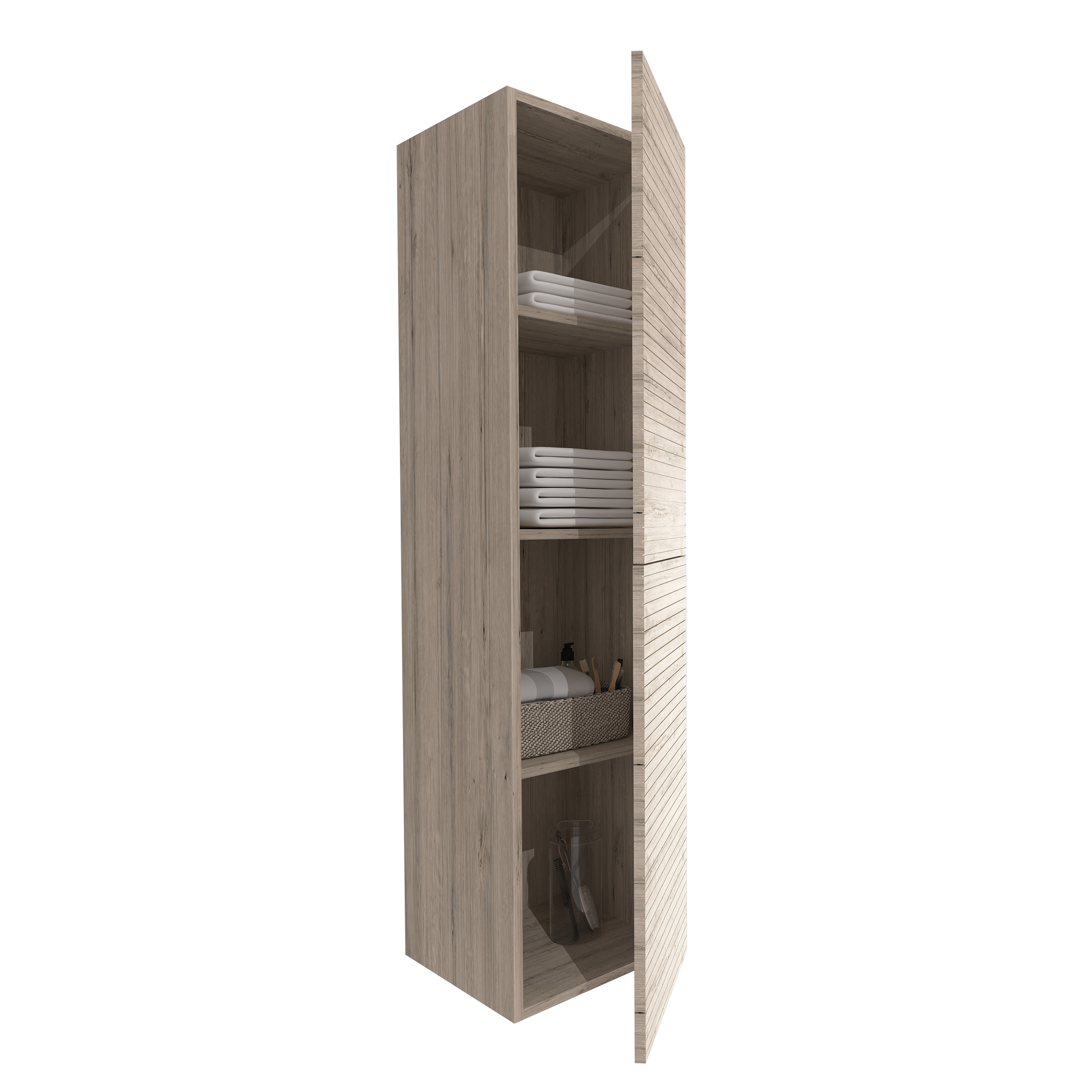 ELITE COLUMN CABINET WITH HORIZONTAL RELIEF (135CM) - LIGHT WOOD