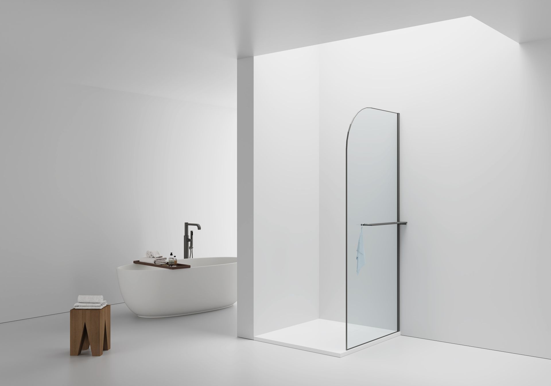 CURVY WALK-IN SHOWER WITH TOWEL RAIL - CURVED - ANTI-LIMESCALE ...